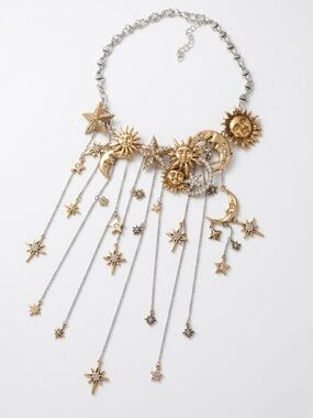 ZARA STYLE METAL MOON AND STAR CHOKER NECKLACE